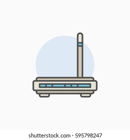 Wifi router colorful icon. Vector wireless modem creative symbol or design element