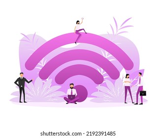 Wifi Router Device. Wireless internet concept. Router and signal.