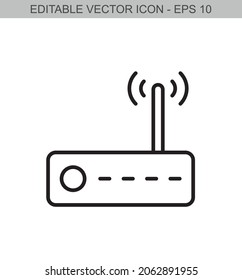 Wifi router. Editable stroke line icon. Vector illustration