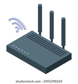 Wifi router is emitting a wireless signal, providing internet access for multiple devices