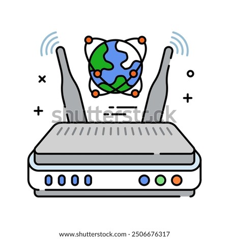 Wifi Router Fill Color Icon, Vector illustration.