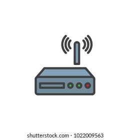Wi-fi router filled outline icon, line vector sign, linear colorful pictogram isolated on white. Wireless modem symbol, logo illustration. Pixel perfect vector graphics