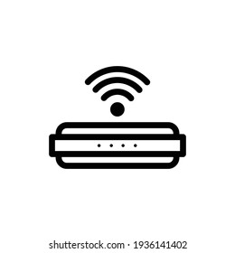 Wifi Router Flat Icon Design, Vector Illustration. Internet Service Wireless Router Or Modem With Wifi Signal Flat Vector Icon For Apps And Websites