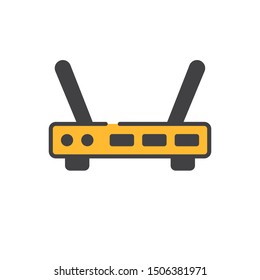 Wifi router flat icon, vector sign, Wireless Modem colorful pictogram isolated on white. Symbol, logo illustration. Flat style design