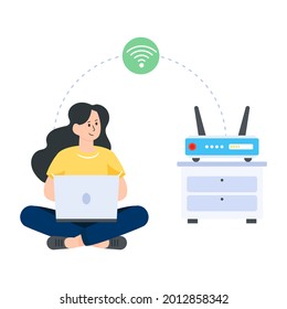 Wifi router flat illustration, editable design 