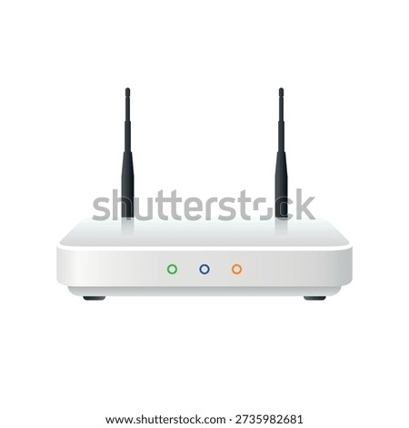 WiFi Router Front View Flat Vector Illustration