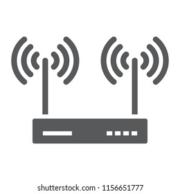 Wifi router glyph icon, electronic and network, internet sign, vector graphics, a solid pattern on a white background, eps 10.