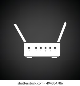 Wi-Fi router icon. Black background with white. Vector illustration.