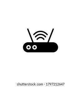 WiFi-Router-Symbol auf schwarz-weißem Hintergrund, gefüllt