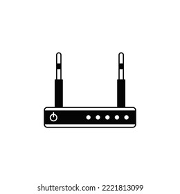 Icono de enrutador Wifi en glifo plano negro, estilo relleno aislado en fondo blanco