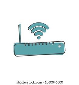 Wifi router icon cartoon style on white isolated background.