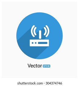wifi Router icon. Circle concept Shadow web buttons. vector illustration. Flat design style
