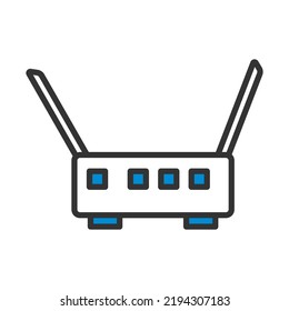 Icono de enrutador Wi-Fi. Contorno de negrita editable con diseño de relleno de color. Ilustración vectorial.