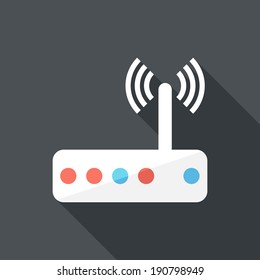 Wi-Fi Router icon. Flat design style modern vector illustration. Isolated on stylish color background. Flat long shadow icon. Elements in flat design.