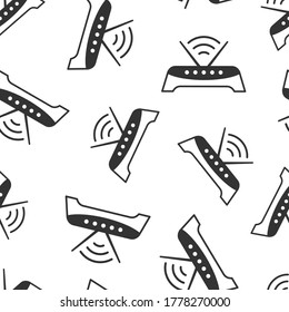 Wifi router icon in flat style. Broadband vector illustration on white isolated background. Internet connection seamless pattern business concept.