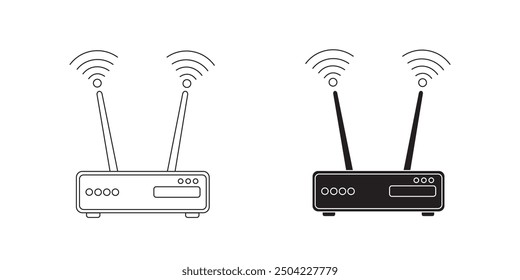 Wifi router icon in flat style. Broadband vector illustration on white isolated background. Internet connection business concept.
