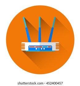 Wifi Router Icon Flat Vector Illustration