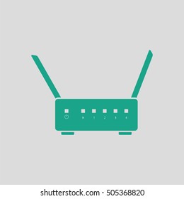 Wi-Fi router icon. Gray background with green. Vector illustration.