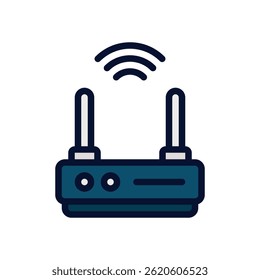 WiFi Router Icon for Internet Access and Network Device. Wireless signal vector for connection and smart home.