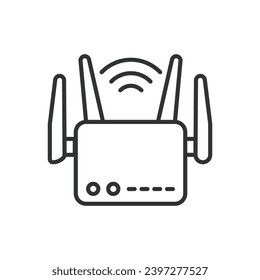 Wi-Fi router icon line design. Wi-Fi, router, icon, mobile, wireless, internet, technology vector illustration. Wi-Fi router editable stroke icon.