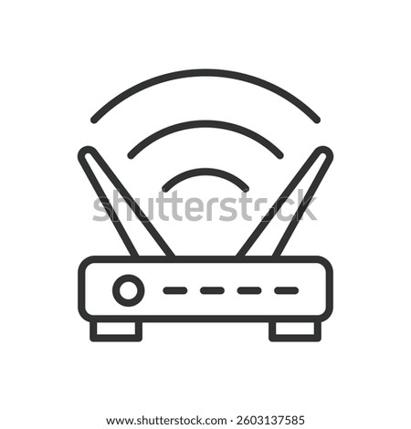 WiFi router, icon in line design. WiFi routers, wireless routers, internet routers, home routers, on white background vector. WiFi router, icon in line design, editable stroke icon