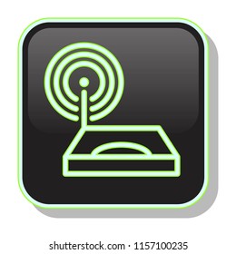 Wifi Router Icon. Wi-fi Modem. Wireless Network concept. Editable stroke flat icons. Simple thin line art logo. Neon web app button. Vector illustration. 