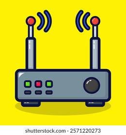 Wifi router icon. Network internet equipment concept. Lineal color style isolated on premium design. Flat cartoon vector illustration.