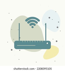 Wifi router icon on multicolored background. Layers grouped for easy editing illustration. For your design.
