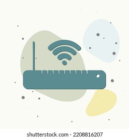 Wifi router icon on multicolored background. Layers grouped for easy editing illustration. For your design.