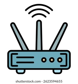 Wifi router icon. Outline wifi router vector icon color flat isolated