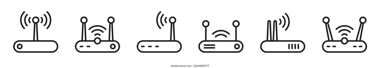 WI-Fi router icon set. WIFI icon. Modem vector icons. Wireless connection symbol. Internet communication. Internet network. EPS 10