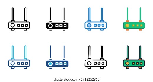 Conjunto de iconos de enrutador Wifi colección de Vector de estilo múltiple. Trazo editable 
