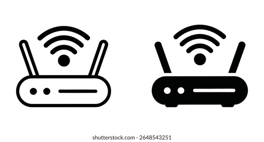 Ícone do roteador Wifi define vetor isolado no plano de fundo branco