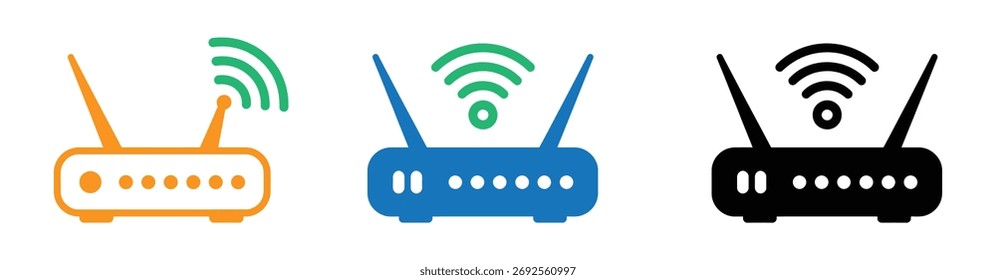 Vector del conjunto del icono del router de Wifi aislado en el fondo blanco