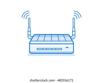 Icono de encaminador Wi-Fi. Router Wifi para grupos de trabajo pequeños. Ilustración vectorial de la serie de dispositivos de red