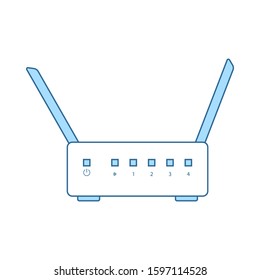 Wi-Fi Router Icon. Thin Line With Blue Fill Design. Vector Illustration.