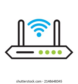 Wifi Router Icon In Trendy Design Vector Eps 10, Fiber Optic Internet, Internet Concept, Speed Test. Wireless And Wifi Icon Or Sign For Remote Internet Access. Fiber Optic Internet,speed Test Concept.