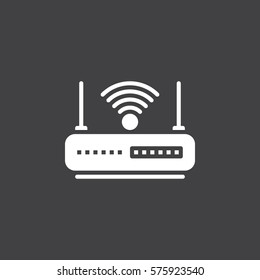 WIFI router icon vector, filled flat sign, solid white pictogram isolated on gray. Internet hotspot symbol, logo illustration