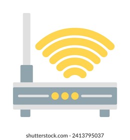 Wifi router icon vector or logo illustration flat color style 
