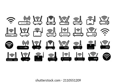 Plantilla de vectores de iconos de enrutador Wifi. Icono Wifi. Icono de red. Icono de enrutador