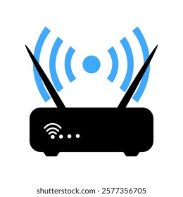 Wifi router icon, wireless internet provider.flat style vector illustration editable isolated design.