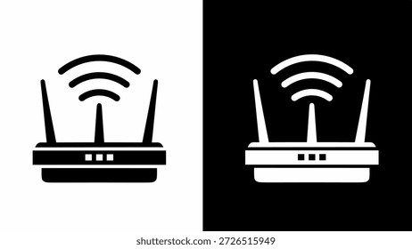 Icono de enrutador WiFi Símbolo de señal de dispositivo de red inalámbrica Minimalista en blanco y negro