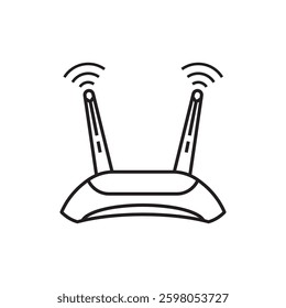 Wifi router icon,line style isolated on white background