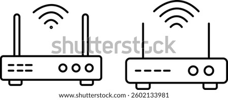 WiFi Router Icons – Editable Stroke Outline Set