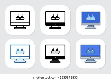ícones do roteador wifi com vários estilos de design