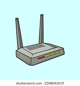 Wifi Router Internet Wireless Modem Cartoon Vector
