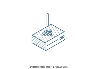 Wi-fi router isometric icon. 3d vector illustration. Isolated line art technical drawing. Editable stroke