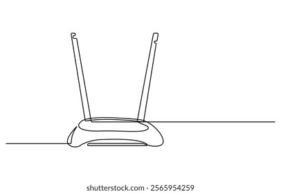 Wi-Fi router line continuous drawing vector. One line Wi-Fi router vector background. Wi-Fi router icon. Continuous outline of Wi-Fi router