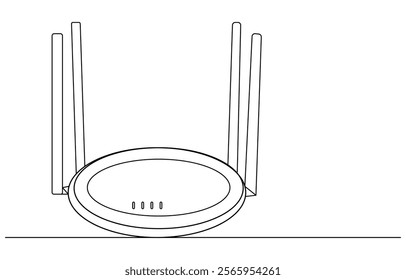 Wi-Fi router line continuous drawing vector. One line Wi-Fi router vector background. Wi-Fi router icon. Continuous outline of Wi-Fi router