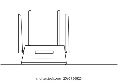 Wi-Fi router line continuous drawing vector. One line Wi-Fi router vector background